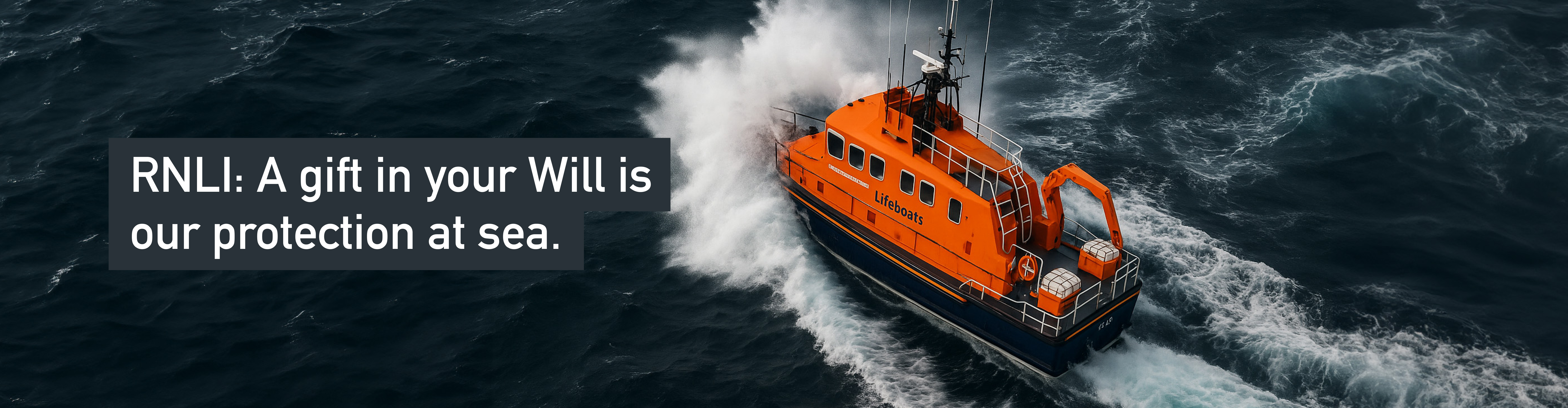 Orange life boat sailing on ocean waves